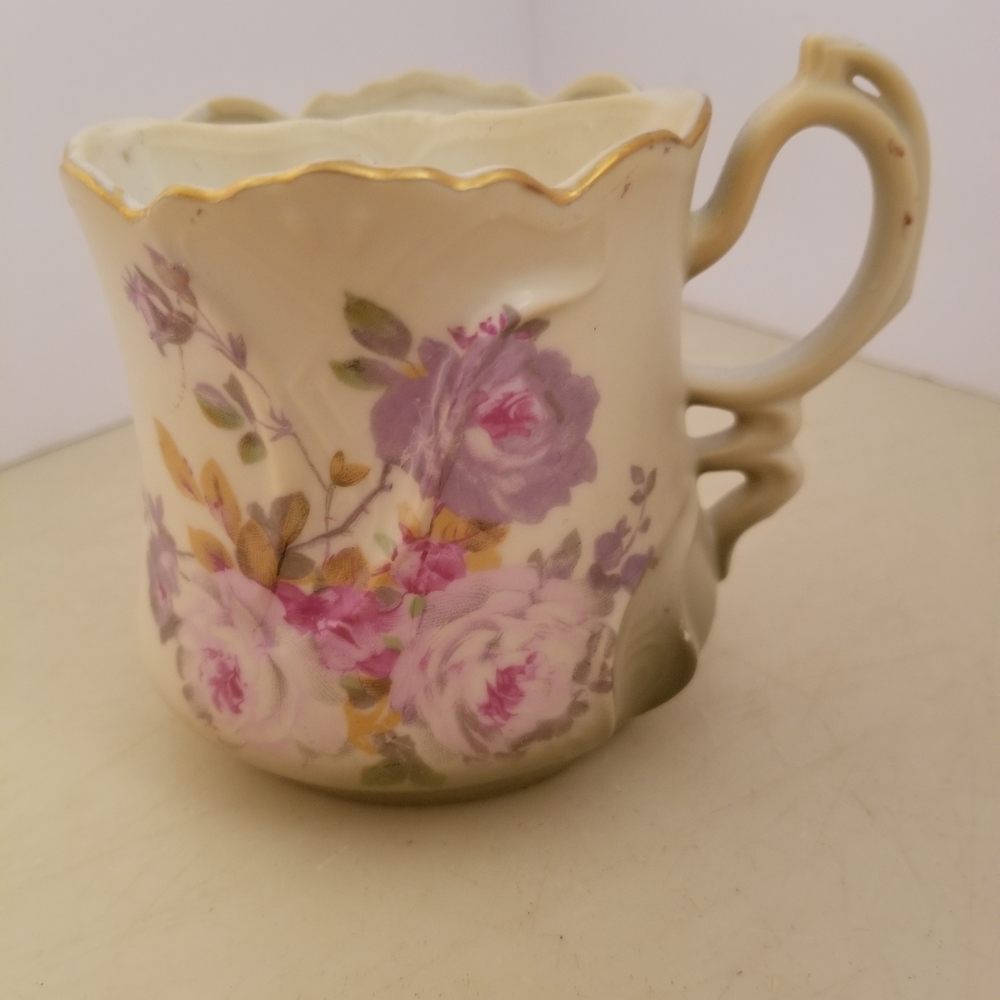 Floral Porcelain Mug with Gold Trim